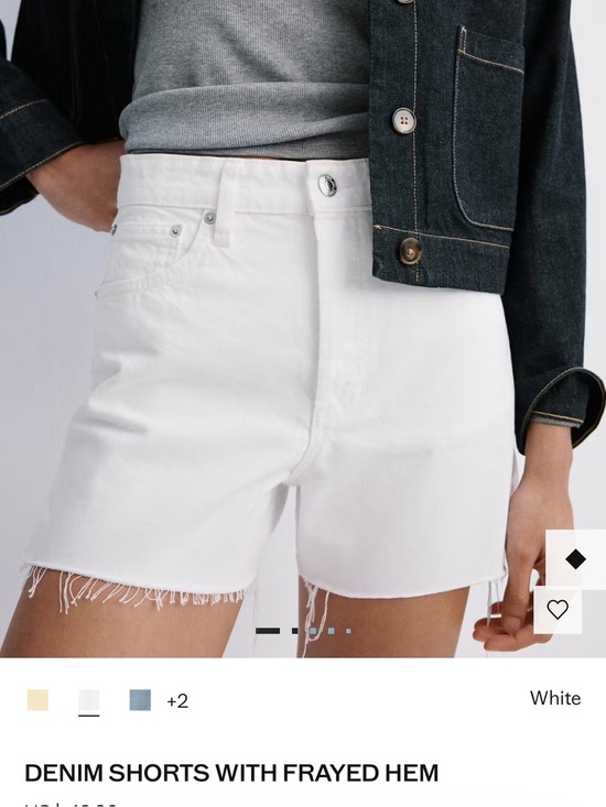 Mango Pants - Mango White Denim Shorts with Frayed Hem
